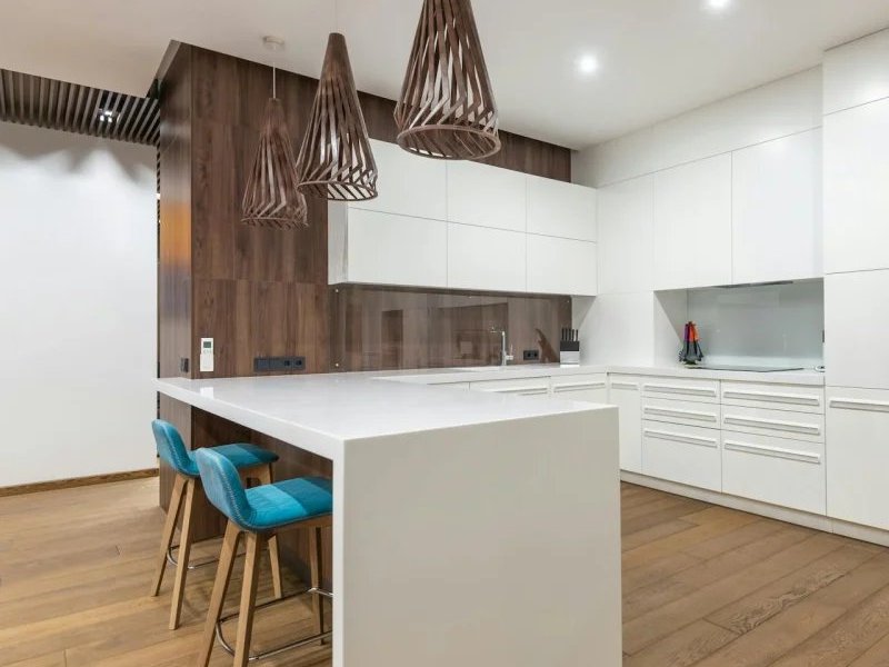 Hardwood flooring in a modern kitchen